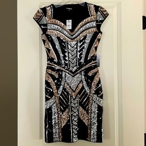 NWT Sexy Express black bodycon sequin mini dress